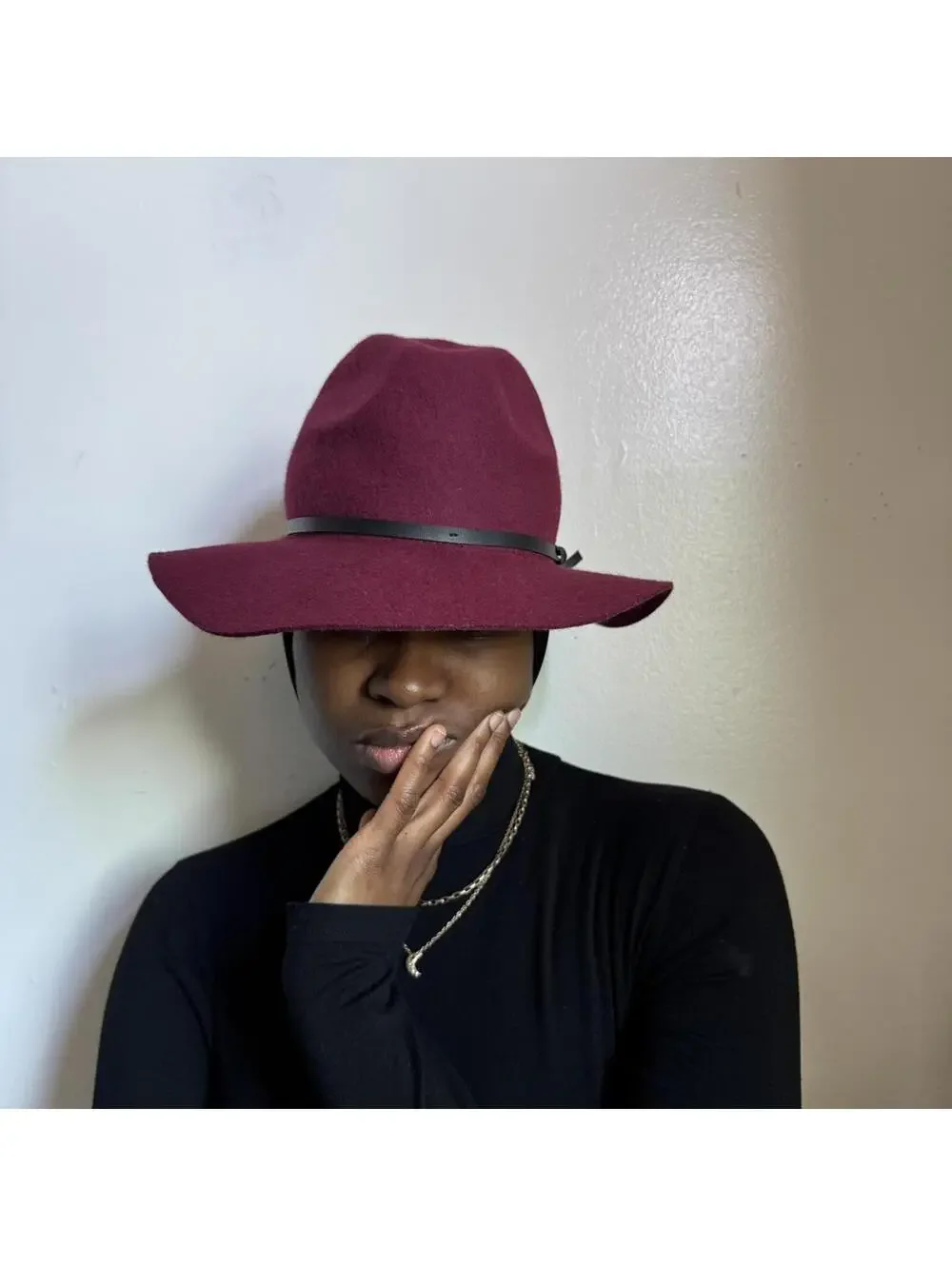 Vintage‎ vibes Old Navy 100% Wool Wide Brim Fedora - Burgundy